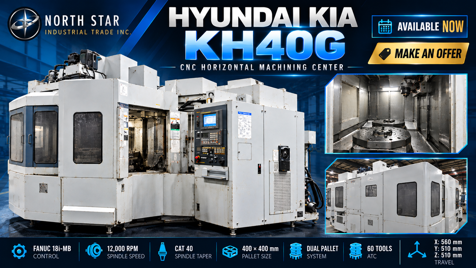 Hyundai-Kia KH40G CNC Horizontal Machining Center — video poster